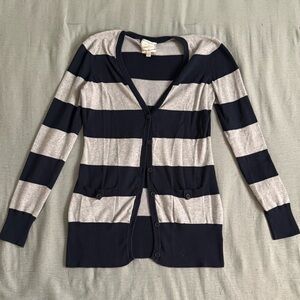 Pink Rose Navy and Gray Striped Cardigan